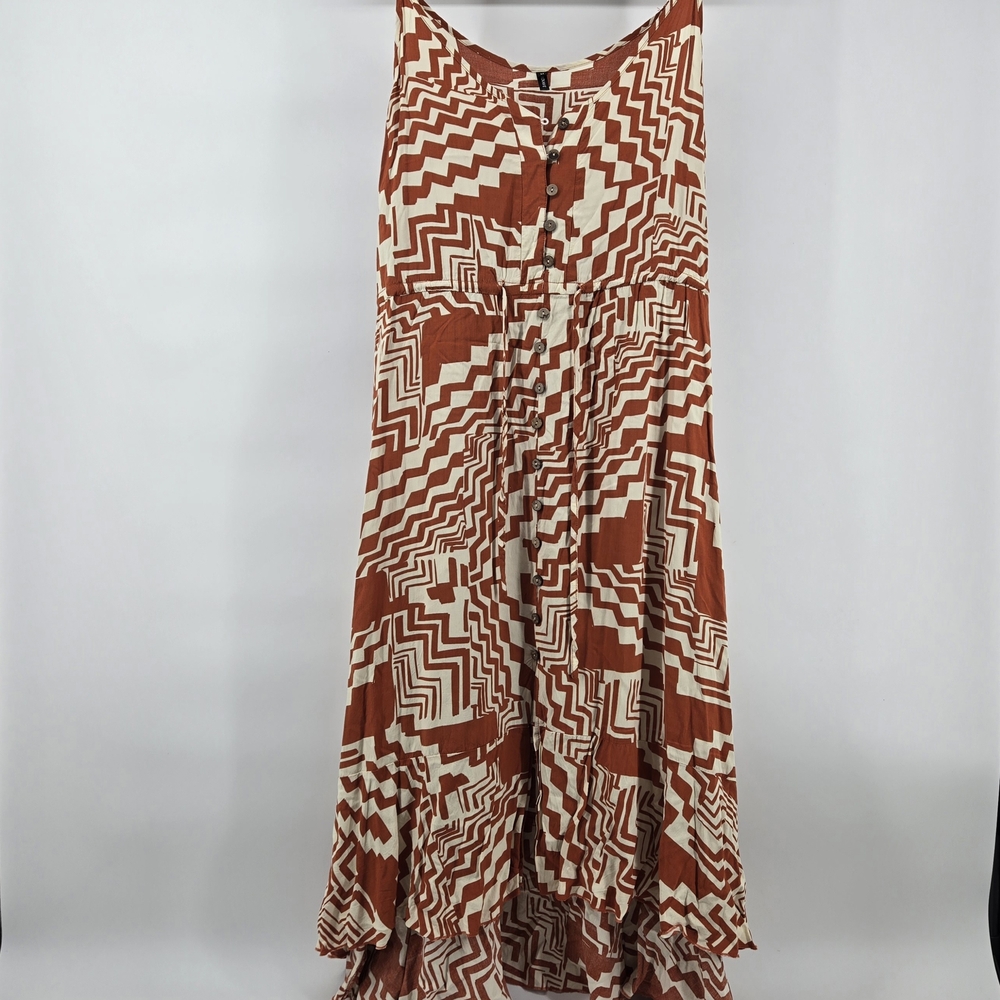 Women's Summer Casual Boho Sundress Spaghetti Strap V Neck Size M